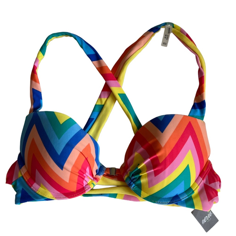 Aerie Multicolor Chevron Bikini Top •FLAW•